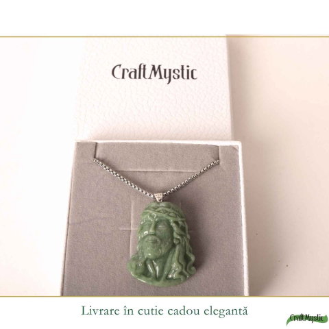 Colier cu Jad Natural cu Chipul lui Isus – Credinta, Armonie si Protectie [5]