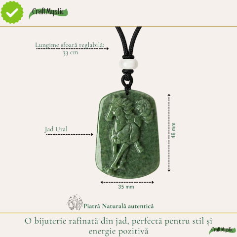 Colier cu Jad Natural in Forma de Cal – Libertate, Armonie si Prosperitate [3]