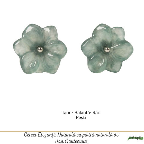 Cercei Argint 925 cu Jad Natural in Forma de Floare – Armonie, Noroc si Feminitate [4]