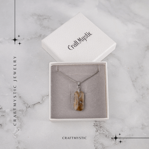 Colier Titanium cu Agat Muschi Dreptunghi – Echilibru Natural si Conexiune cu Natura [6]