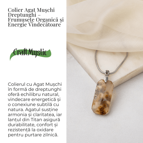 Colier Titanium cu Agat Muschi Dreptunghi – Echilibru Natural si Conexiune cu Natura [2]