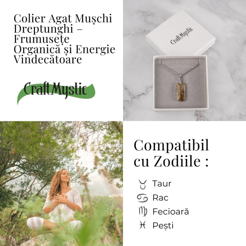 Colier Titanium cu Agat Muschi Dreptunghi – Echilibru Natural si Conexiune cu Natura [3]