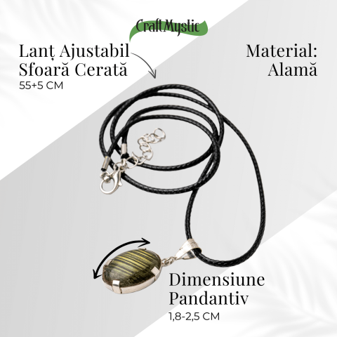 Colier cu Labradorit Oval pe Snur Cerat – Claritate Interioara, Intuitie si Lumina Mistica [4]