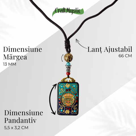 Colier Thangka Nepalez din Lemn de Abanos cu Leul de Zapada – Protectie Spirituala si Echilibru Interior [4]
