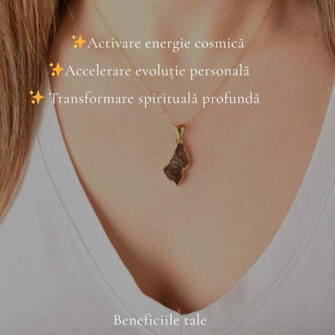 Colier din Argint Placat Aur 18K cu Moldavit – Putere Interioara si Evolutie [2]