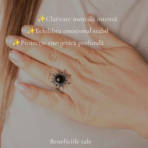 Inel cu Obsidian Natural in Forma de Soare – Protectie si Putere Interioara [2]