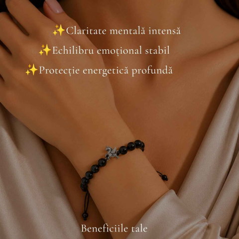 Bratara cu Obsidian Natural si Calut – Protectie, Curaj si Libertate [2]