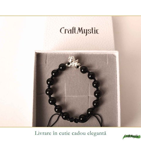 Bratara cu Obsidian Natural si Calut – Protectie, Curaj si Libertate [5]