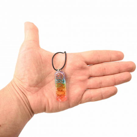 Pandantiv 4.5 cm de Vindecare a Chakrelor Orgonic cu Snur  - Colier cu 7 Pietre ale Chakrelor pentru Protectia Energetica si Vindecare Spirituala [2]