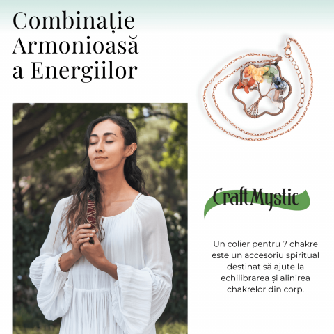 Colier cu pandantiv arborele vietii - Realizat manual cu pietre semipretioase sparte si cristale vindecatoare a celor 7 chakre [2]