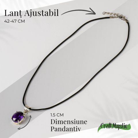 Colier Ametist Fatetat Oval – Claritate Mentala si Echilibru [3]
