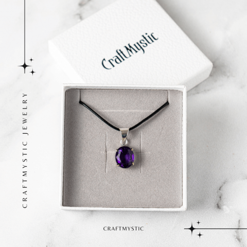 Colier Ametist Fatetat Oval – Claritate Mentala si Echilibru [5]