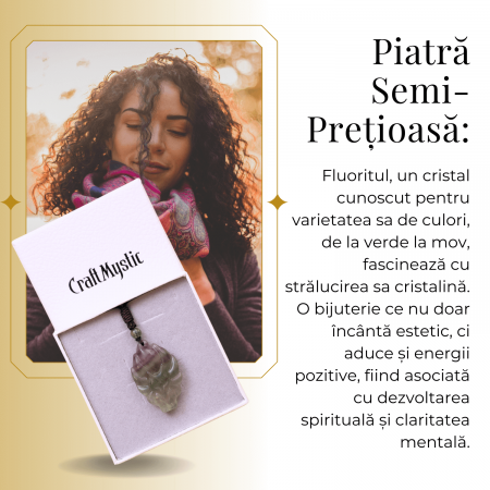 Colier cu pandantiv chip de vulpe din cristal vindecator Flourit verde [6]