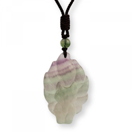 Colier cu pandantiv chip de vulpe din cristal vindecator Flourit verde