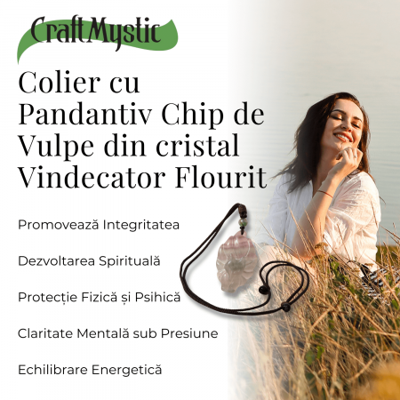 Colier cu pandantiv chip de vulpe din cristal vindecator Flourit verde [7]