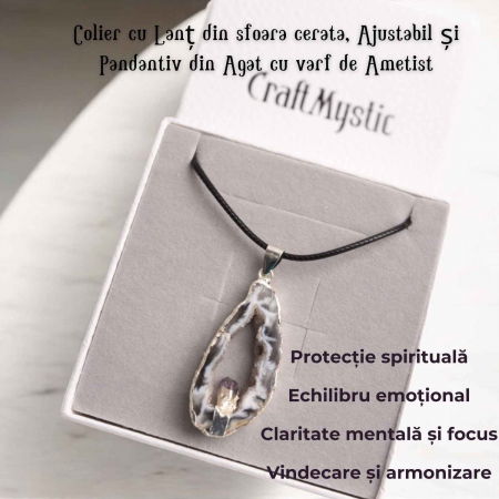 Colier cu Pandantiv din Agat si varf Ametist – Protectie si Echilibru Energetic [3]
