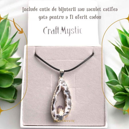 Colier cu Pandantiv din Agat si varf Ametist – Protectie si Echilibru Energetic [5]