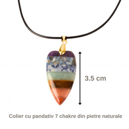 Pandantiv in forma de inima cu pietre naturale semipretioase naturale mixte Chakra cu ton auriu [3]