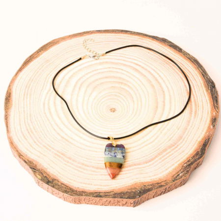 Pandantiv in forma de inima cu pietre naturale semipretioase naturale mixte Chakra cu ton auriu [2]