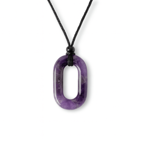 Echilibrare Energetica - Colier cu Pandantiv Oval din Ametist Natural – Piatra Protectiei si Claritatii Spirituale