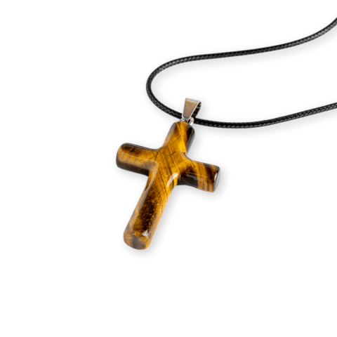 Colier cu Ochi de Tigru Natural in Forma de Cruce – Protectie si Echilibru Energetic [8]