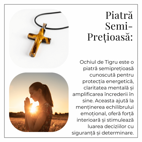 Colier cu Ochi de Tigru Natural in Forma de Cruce – Protectie si Echilibru Energetic [5]