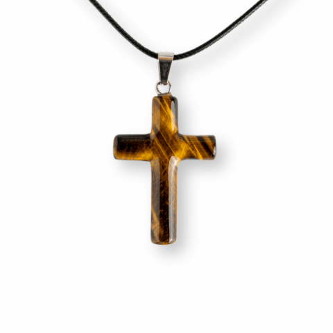 Sagetator - Colier cu Ochi de Tigru Natural in Forma de Cruce – Protectie si Echilibru Energetic