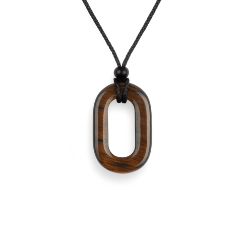 Tip Cristal - Colier cu Pandantiv Oval din Ochi de Tigru Natural – Putere si Protectie