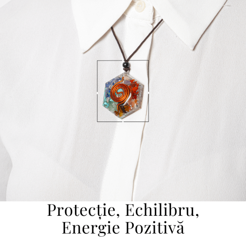 Colier cu Pandantiv Hexagrama din Rasina si Piatra 7 Chakre – Protectie si Armonie [1]
