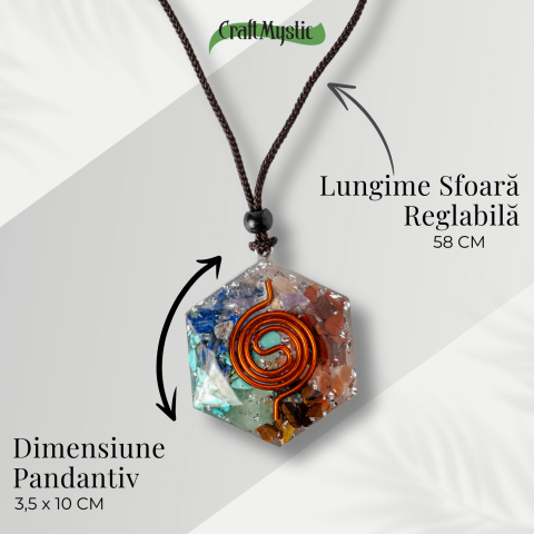 Colier cu Pandantiv Hexagrama din Rasina si Piatra 7 Chakre – Protectie si Armonie [3]