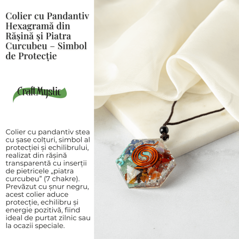 Colier cu Pandantiv Hexagrama din Rasina si Piatra 7 Chakre – Protectie si Armonie [5]