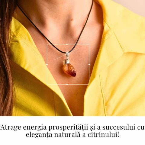 Colier cu pandantiv varf Citrin argintiu – Energie si Prosperitate [1]