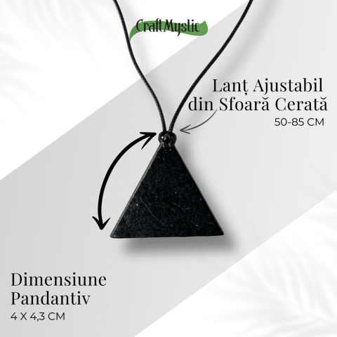 Colier cu Pandantiv Triunghiular din Shungit Natural – Protectie Energetica si Echilibru Interior [3]