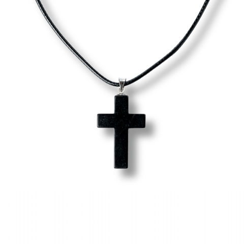 Colier cu Pandantiv Cruce din Shungit Natural – Protectie Energetica si Liniste Interioara [8]