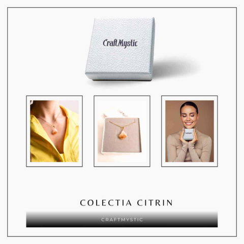 Colier auriu cu pandantiv citrin brut  – Energie si Prosperitate [6]