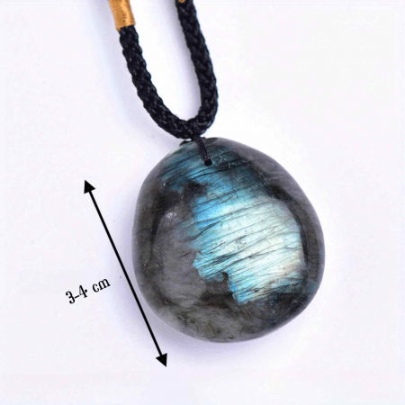 Colier cu Pandantiv Ovoidal din Labradorit Natural 3-4 cm pentru Meditatie, Protectie [1]