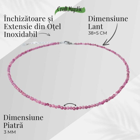 Colier cu pietre naturale de Turmalina Roz fatetata – Iubire, Vindecare si Energie a Inimii [4]