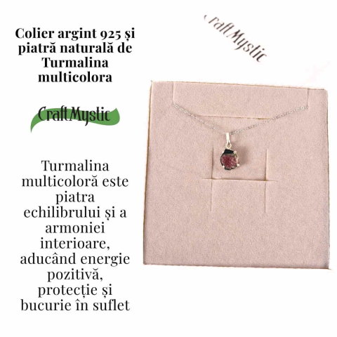 Colier Argint 925 cu Turmalina Multicolora Bruta neuniforma– Armonie, Protectie si Bucurie Interioara [2]