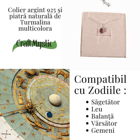 Colier Argint 925 cu Turmalina Multicolora Bruta neuniforma– Armonie, Protectie si Bucurie Interioara [5]