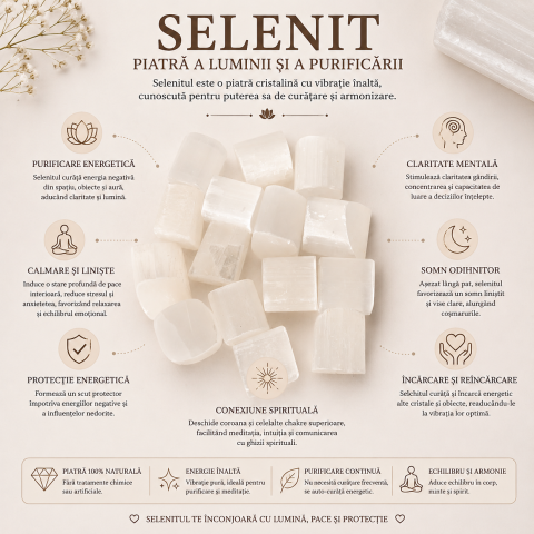 Pietre de Selenit Natural 2-3 cm – Purificare Energetica si Claritate Interioara [5]