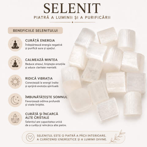 Pietre de Selenit Natural 2-3 cm – Purificare Energetica si Claritate Interioara [3]