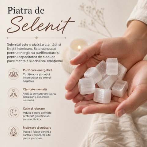Pietre de Selenit Natural 2-3 cm – Purificare Energetica si Claritate Interioara [1]