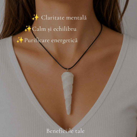 Colier cu Selenit Natural Con Spiralat – Claritate, Echilibru si Energie Luminoasa [2]
