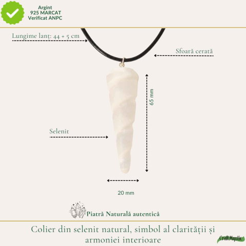 Colier cu Selenit Natural Con Spiralat – Claritate, Echilibru si Energie Luminoasa [3]