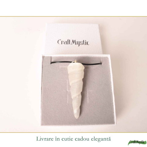 Colier cu Selenit Natural Con Spiralat – Claritate, Echilibru si Energie Luminoasa [5]