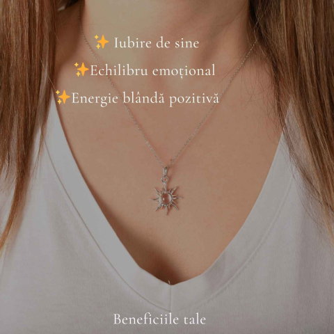 Colier Cuart Roz Soare din Argint 925 – iubire de sine si energie luminoasa [2]