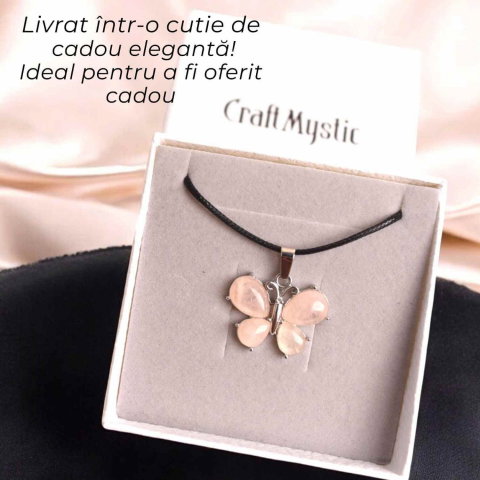 Colier ajustabil fluture cu ametist, ochi de tigru sau cuart roz – Protecție și Eleganță [6]