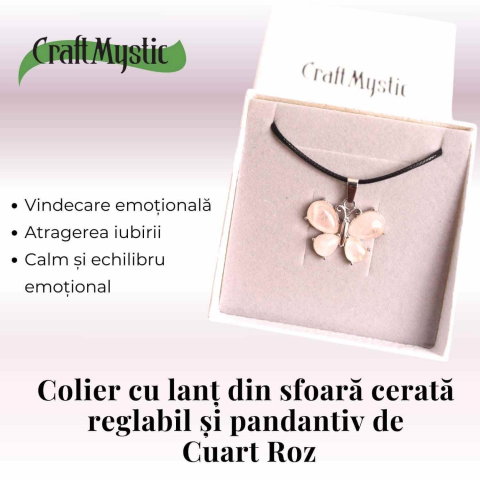Colier ajustabil fluture cu ametist, ochi de tigru sau cuart roz – Protecție și Eleganță [4]