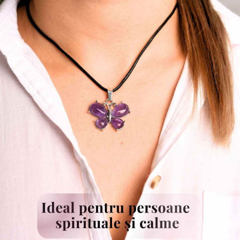 Colier ajustabil fluture cu ametist, ochi de tigru sau cuart roz – Protecție și Eleganță [1]