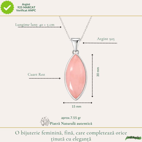 Colier Cuart Roz forma delica din Argint 925 – iubire de sine si feminitate blanda [3]